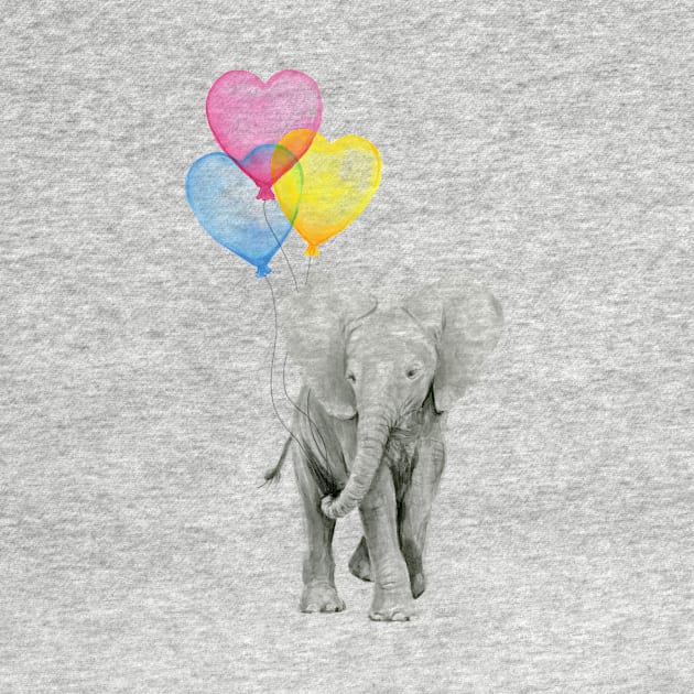 Elephant Watercolor Heart Shaped Balloons by Olechka